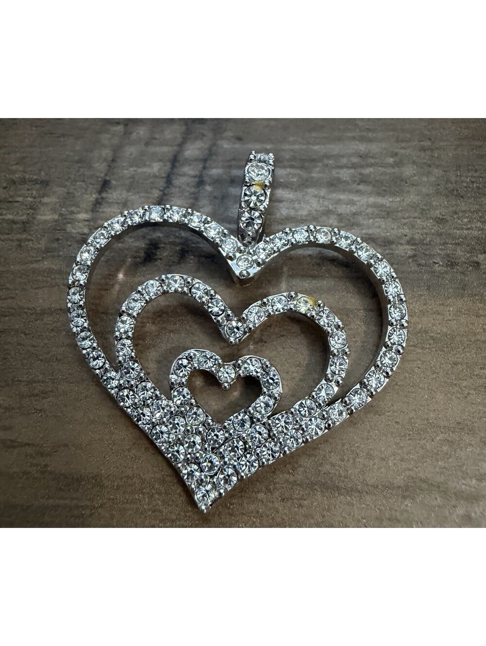 Nolan Miller Glamour Collection Triple Heart Rhinestone  Pendant
